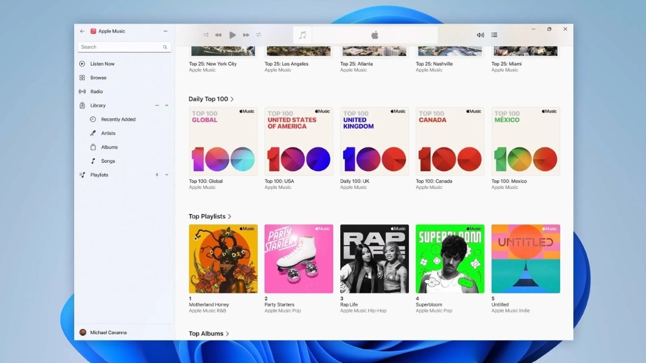 Apple Music và TV được đưa lên Windows 