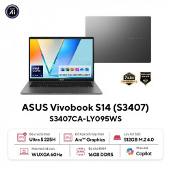 Asus Vivobook S14 S3407CA-LY095WS | Ultra 5 225H, 16GB, 512GB, Intel Graphics,14 inch FHD