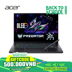 Laptop Acer Predator Triton 14 AI PT14-52T-99TU | Ultra 9 288V, RTX 5070, 32GB, 2TB, 14.5 inch 2.8K OLED 120Hz Touch, Win 11, Đen