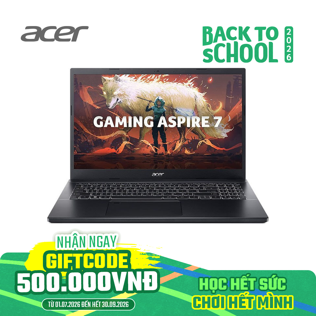 Acer Aspire 7 A715-76G-5806 - NH.QMFSV.002 | Core i5-12450H, 16GB, 512GB, RTX 3050 6GB, 15.6'' FHD, Vỏ Nhôm