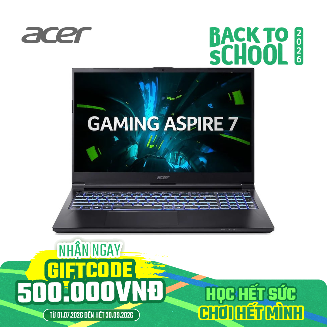 Laptop Acer Gaming Aspire 7 A715-59G-55MD NH.QX6SV.005 | Intel Core i5-13420H, 16GB, 512GB, RTX 3050 6GB, 15.6 inch FHD IPS 144Hz 