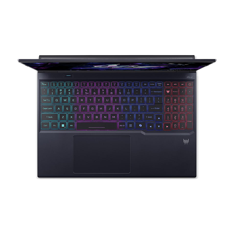 Bàn phím và touchpad Acer Predator Helios Neo 16 AI nhìn từ trên